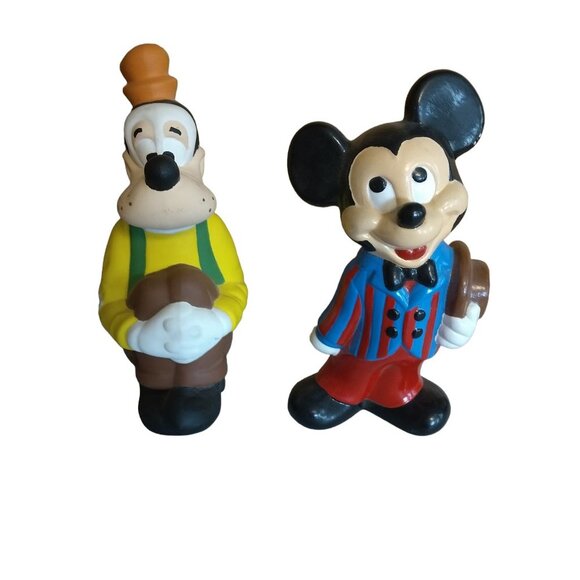 MICKEY MOUSE AND GOOFY CERAMIC FIGURINES LOT DISNEY GARDEN STATUES - Picture 1 of 12